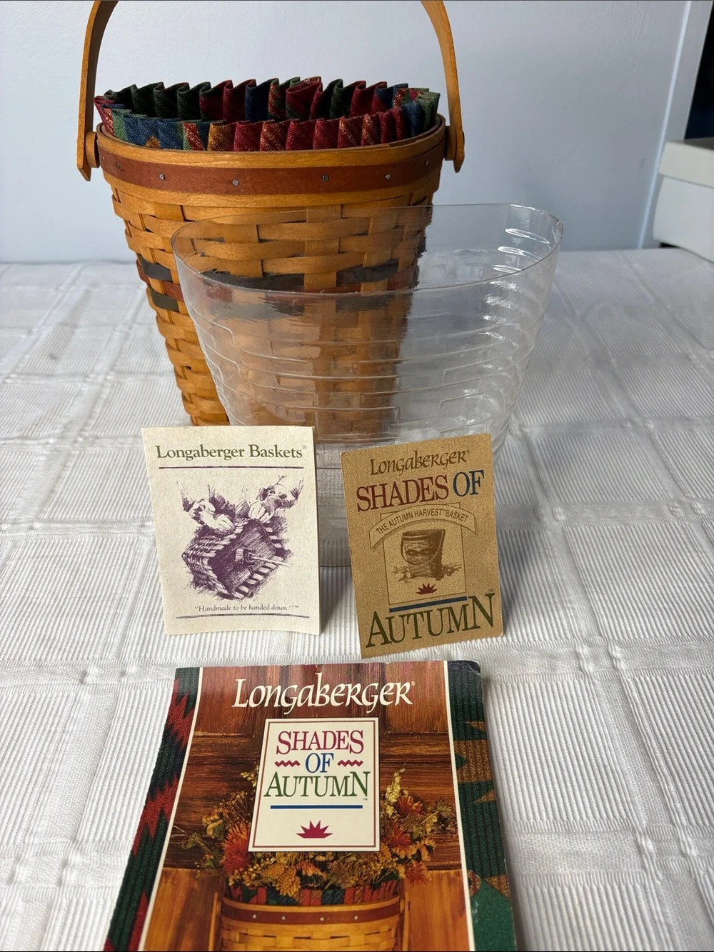Vintage 1993 Longaberger Shades of Autumn Basket with Multicolor Accent Bands